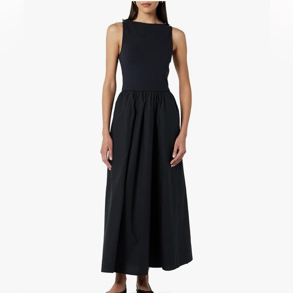 The Drop Mixed Fabric Midi Dress NEW